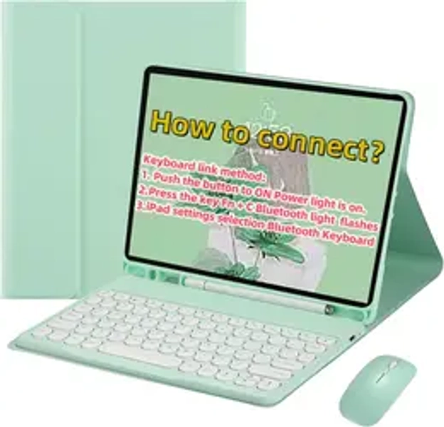 Aioneus Detachable Wireless Keyboard with Case & Pencil Holder, 1 Set Strong Magnetic Detachable Wireless Game Keyboard, PU Leather Protective Cover, Free wireless mouse , Back to School Gifts