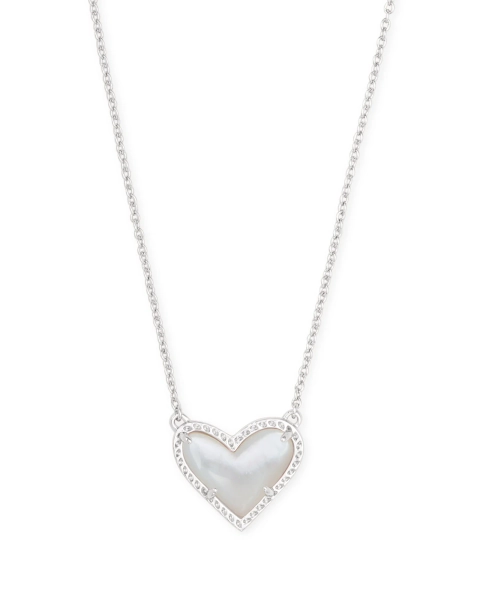 Ari Heart Silver Pendant Necklace in Ivory Mother-of-Pearl | Kendra Scott