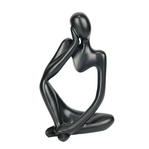 INNOLITES Resin Statue Thinker Style Decoration Abstract Sculptures Collectible Figurines for Home Decor Modern Office Shelf Desktop(Black Left) - Black-left - Small