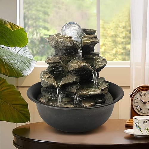 Spinning Orb Rock Cascading Tabletop Fountain