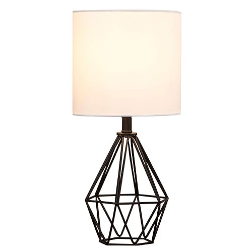 COTULIN Black Bedside Table Lamp,Small Nightstand Lamp for Bedroom,Modern Desk Lamp with TC Fabric Shade Geometric Metal Base for Living Room Study Office Farmhouse - Black