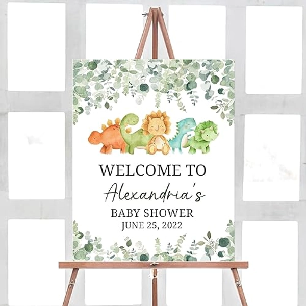 Dinosaur Baby Shower Welcome Sign, Dino Baby Shower Welcome Sign, Greenery Baby Shower Decorations Gender Neutral Printable Template, Baby Sign for Baby Shower, Custom Baby Shower Sign, Personalized Baby Shower Sign, Welcome Baby Shower Yard Sign - Version #16