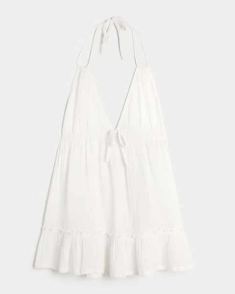 Gauze Halter Babydoll Cover Up Dress