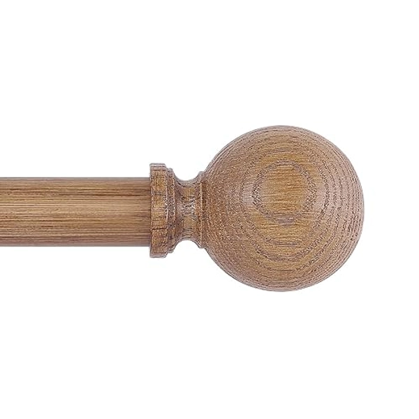 HTZON Wood Curtain Rods for Windows 48 to 84 Inch,1 Inch Wood Grain Ball Adjustable Curtain Rod,Boho Heavy Duty Curtain Rods,Farmhouse Rustic Single Window Curtains Rods,Brown Drapery Rods Set 36-88" - 36-88"(1 PACK) - Wood Grain