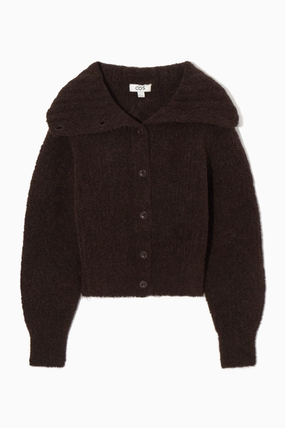 SPREAD-COLLAR TEXTURED ALPACA-BLEND CARDIGAN