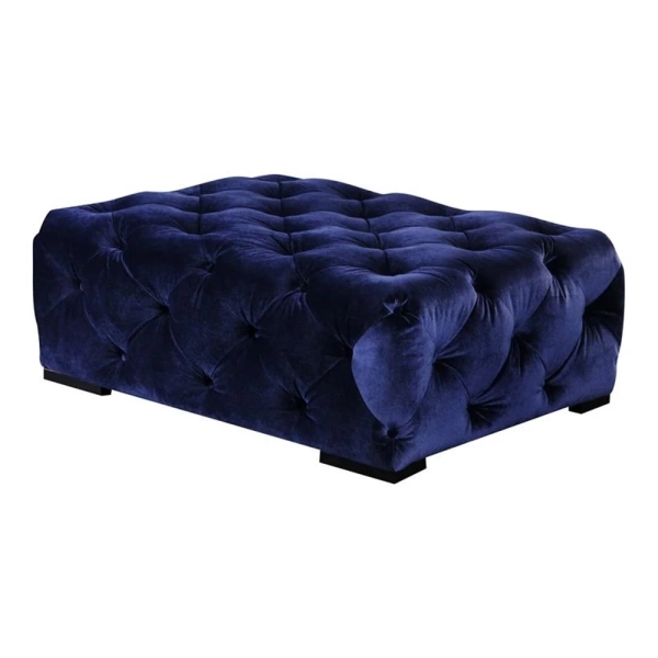 American Home Classic Jasper 17" Rectangular Traditional Velvet Ottoman in Navy - Walmart.com