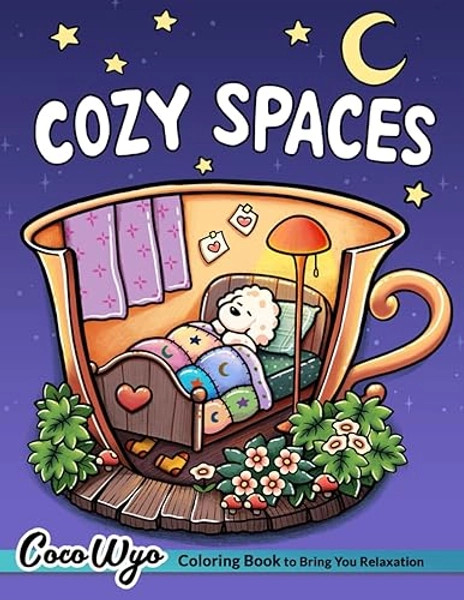 Cozy Spaces: Coloring Book for Adults and Teens Featuring Relaxing Familiar Corners with Cute Animal Characters for Stress Relief