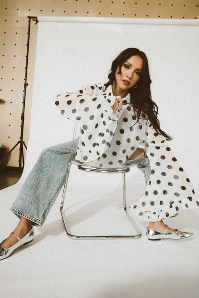 She Is The Moment Cropped Button Up in Polka Dot *RESTOCKED*