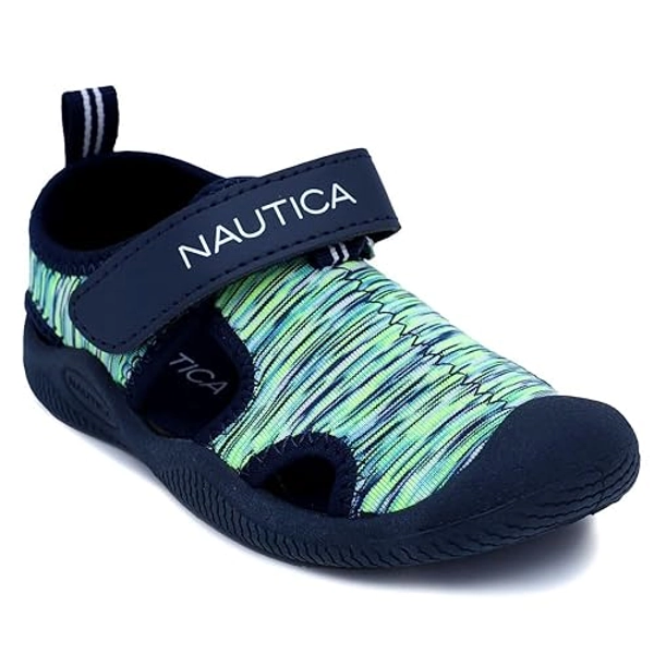Nautica Kids Protective Water Shoe,Closed-Toe Sport Sandal |Boy - Girl (Big Kid/Little Kid/Toddler) - 8 Toddler - Navy Lime Heather