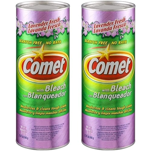 Comet Cleaner with Bleach Powder, Lavender Fresh, 21-Ounces, Scratch-Free, 2-Pack