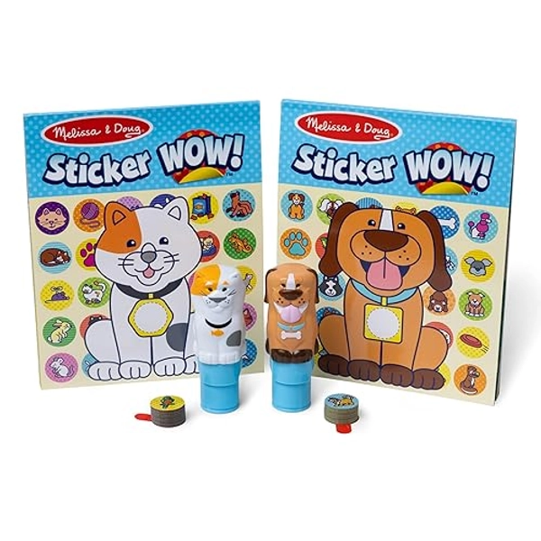 Melissa & Doug Sticker Wow!® Pets (Dog and Cat) Value Pack Arts and Crafts Collectibles – 2 Activity Pads, 2 Sticker Stampers, 2 Bonus Sticker Stacks - FSC-Certified - Pets