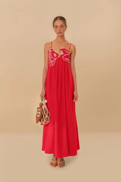 Red Fish Top Maxi Dress | RED / XXS