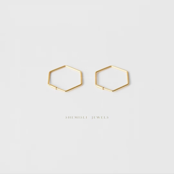 Ultra Light Hexagon Hoop Earrings, Thin Hex Hoops, Unisex, Gold, Silver SHEMISLI SH210 - Etsy