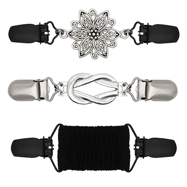 ROPAKED 3 Pcs Cinch Clips Vintage Sweater Clips Dress Clips Back Cinch Elastic Shawl Clips Cardigan Collar Clips Fit Dress Cinch Clip Pant Waist Tightener Clothes Clips for Women
