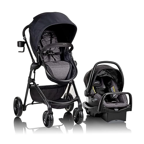Evenflo Pivot Modular Travel System with LiteMax Infant Car Seat with Anti-Rebound Bar (Casual Gray) - Casual Grey - Stroller