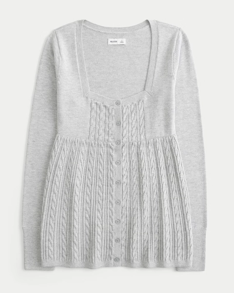 Easy Long-Sleeve Square-Neck Babydoll Sweater