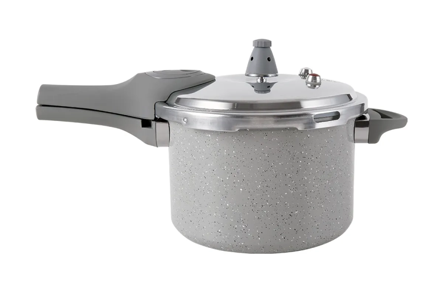 Panela de Pressão Brinox 4,2 L Antiaderente Ceramic Life Marble Blend com Indução Cinza Claro