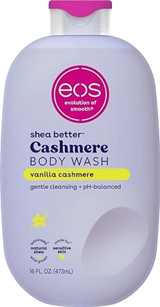 eos Shea Better Cashmere Body Wash, Vanilla Cashmere, Moisturizing and Nourishing, pH Balanced Creamy Gel Formula, Paraben & Phthalate Free, Sensitive Skin,16 fl oz - Vanilla Cashmere - 16 Fl Oz (Pack of 1)