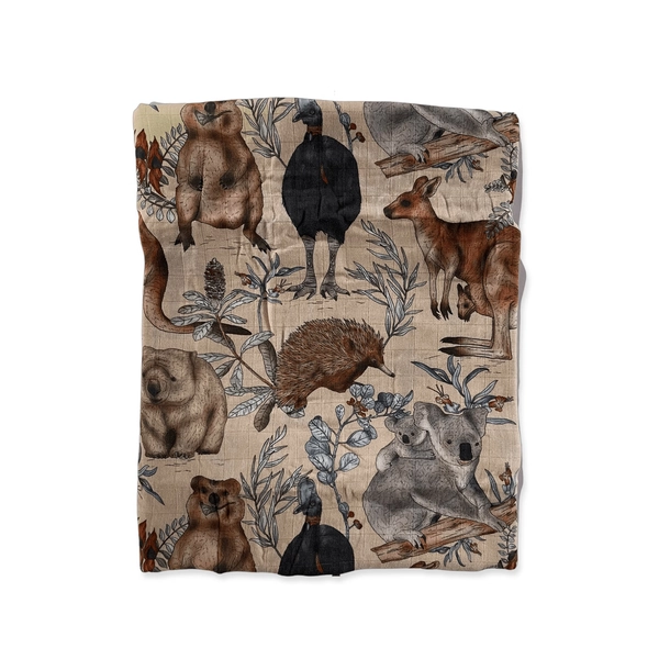 Bubba Bump Bamboo Muslin Wrap - Australiana | Wraps | Baby Bunting AU