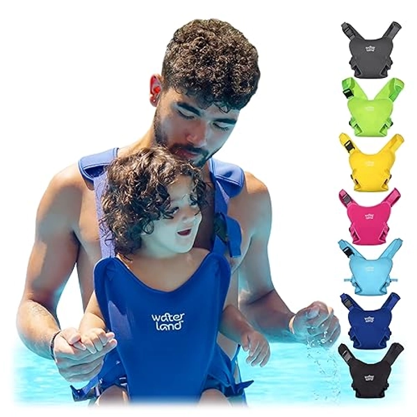 WaterLand Baby Carrier - Innovative Carrier You Can Use Both in Water & Land - Waterproof Infant Chest Holder with Adjustable Straps, Lightweight Toddler Harness for Pool & Beach (Pacific Blue) - Pacific Blue