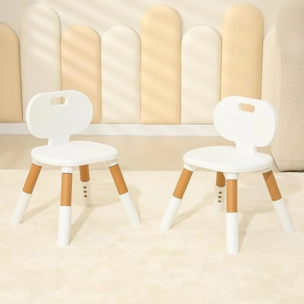 3 Level Height Adjustable Kids Chairs Plastic Preschool Chair Durable and Lightweight Child Chair with a Maximum Load Capacity of 130 pounds Suitable for Day Care, Classroom, and Home (2-Pack Beige) - 2 Chairs - Beige