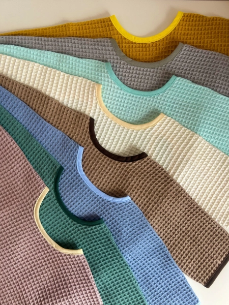 Long sleeve bib -WAFFLE FABRIC- small & large size - very absorbent bibs