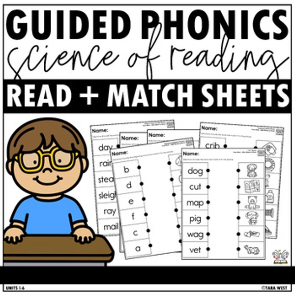 Guided Phonics + Beyond Science of Reading SOR Read and Match Decodable Sheets