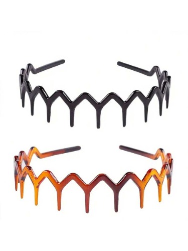 2pcs Wavy Toothed Headbands, Minimalist Design Durable Non-Slip Suitable For Face Washing And Skincare For Men And Women