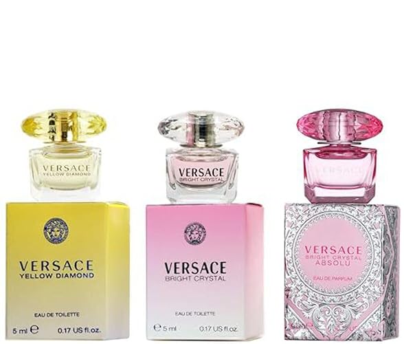 Versace Miniature Variety Trio Collection Perfume Gift Set for Women - Absolu, Bright Crystal, Yellow Diamond