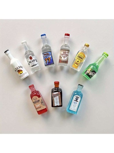 9pcs Mini Mixed Resin Wine Bottle Charms - Cute DIY Mobile Phone Case Decorations, Jewelry Making Parts, Small Simulated Wine Bottle Accessories With Mosaic Resin Material Best Gifts