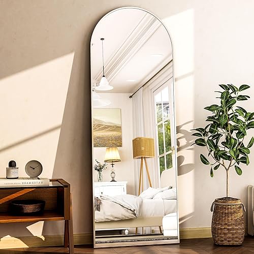 HARRITPURE 64"x21"Full Length Mirror Arch Floor Mirrors with Aluminum Alloy Frame Free-Standing Wall Mounted or Leaning Large Bedroom Dressing Mirror Modern & Contemporary Decor for Home,Silver - Silver - 64"L x 21"W