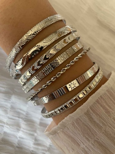 7pcs Textured Metal Bracelet