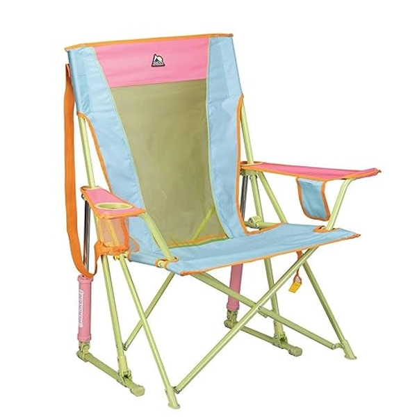 GCI Outdoor Comfort Pro Rocker Camping Chair | Portable Folding Rocking Chair with Durable Armrests & Drink Holder — Sweet Tea - Comfort Pro Rocker - Sweet Tea