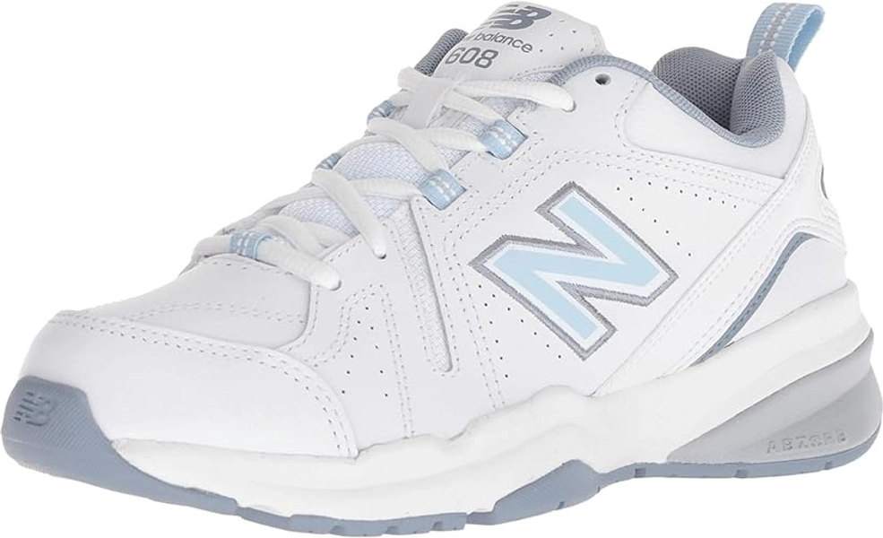 New Balance Women's 608 V5 Cross Trainer - 8 - White/Light Blue