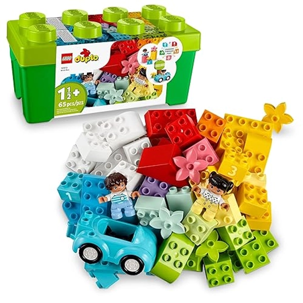 LEGO DUPLO Classic Brick Box Building Set - Features Storage Organizer, Toy Car, Number Bricks, Build, Learn, and Play, Great Gift Playset for Toddlers, Boys, and Girls Ages 18+ Months, 10913 - Multicolor