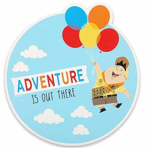 Disney Pixar Up Adventure Is Out There Round Wood Wall Decor - Adorable Up Wall Art for Bedroom, Office or Movie Room - Blue