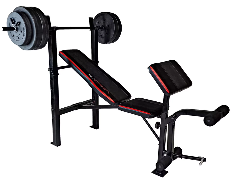 Cap Barbell  Adjustable Utility Weight Bench for Full Body Workout with 100-lb Weight Set