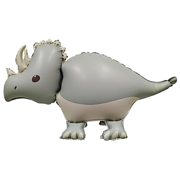 Matte Self Standing Dinosaur Tyrannosaurus Animal Balloons inflatable Triceratops Foil Balloons for Dinosaur themed Three Rex Birthday Party Boy Baby Shower Kids Adults Birthday Party Supplies Decor - Triceratops