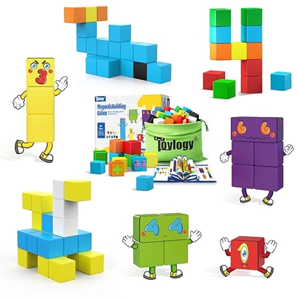 Magnetic Blocks Magworld Building Blocks Edition, STEM Educational Montessori Sensory Learning Toddlers Toys for 3 4 5 Year Old Boys Girls, Number Games 1-10, Birthday Gifts for 3-5 4-8 Year Old Kids