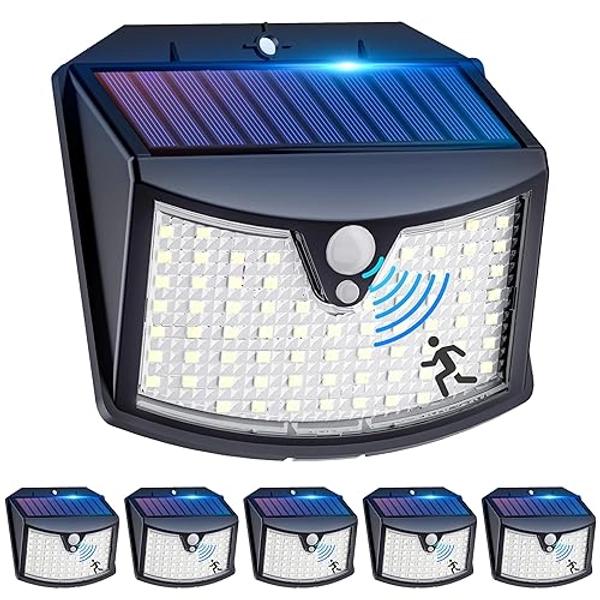 Possily Solarlampen für Außen mit Bewegungsmelder, 3 Modi Garten Solarleuchten für Außen IP65 Wasserdichte Solarlampen für Außen Wand Led Solar Strahler Außen für Garten, Hof, Garage (Weiß, 6 Stück) - 6 Stück - Kaltes Weiß