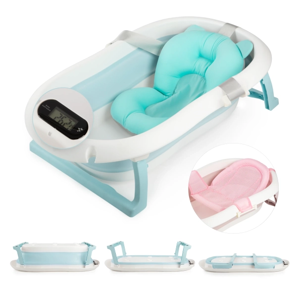 LullabyLuks® - Foldable Baby Bathtub with Real Time Temperature Display