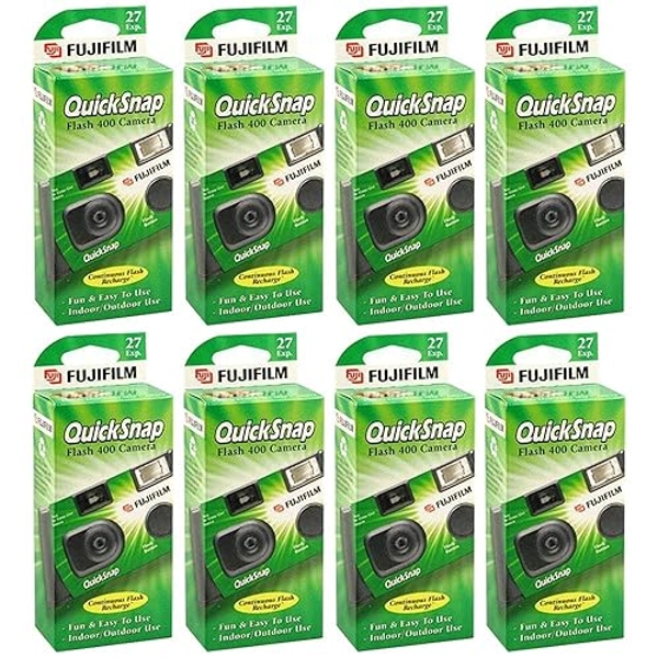 Fujifilm QuickSnap Flash 400 One Time Use 35mm Camera with Flash, 27 Exposures, 8-Pack