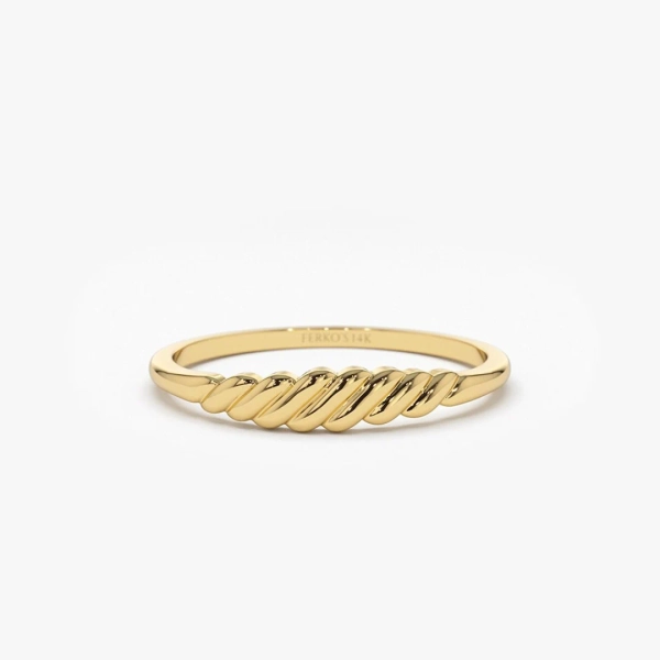 Gold Ring / Thin Croissant Ring / 14k Gold Pluto Ring / Gold Twisted Ring / Cute Gold Ring / Gold Midi Ring / Pinky Ring Ferkos Fine Jewelry - Etsy