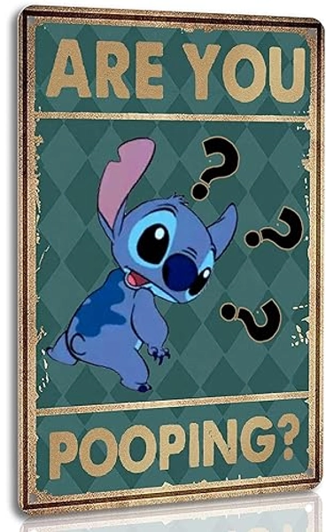 Aimeryup Funny Stitch Bathroom Signs Decor Are You Pooping Tin Sign Vintage Bathroom Door Signs For Home Wall Art Cute Toilet Room Sign Humor Metal Signs 8x12inch