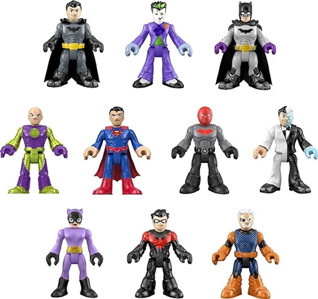 Fisher-Price Imaginext DC Super Friends Batman Toys, Ultimate Hero Villain Match-Up, 10 Figures & 10 Accessories for Pretend Play Kids Ages 3+ Years​ (Amazon Exclusive) - Figure Pack