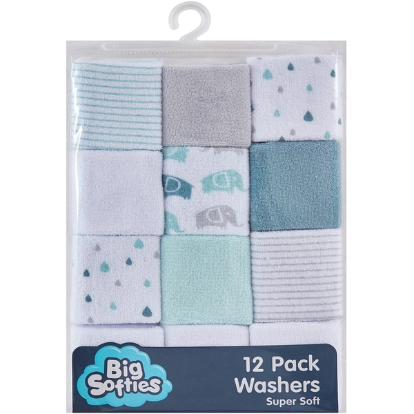 Big Softies Wash Cloths 12 Pack - Blue
