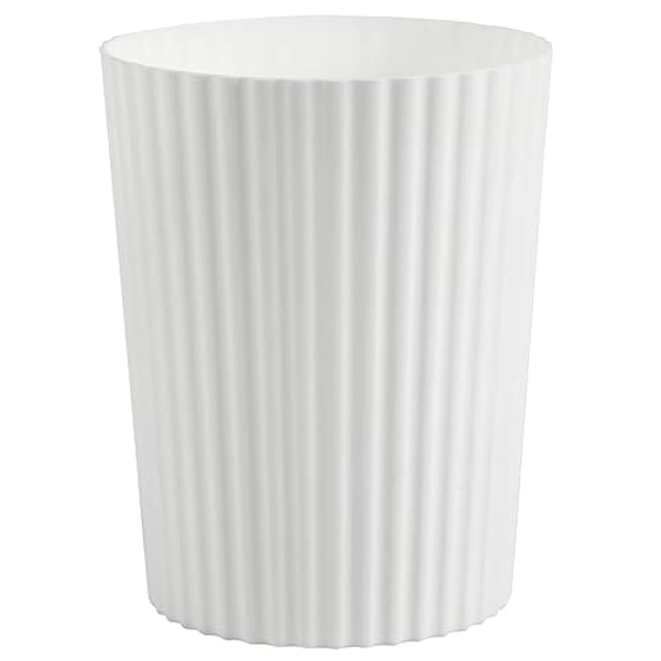 JiatuA Small Trash Can Plastic Wastebasket Round Garbage Container Bin for Bathroom, Kitchen, Bedroom, Home Office, College Dorm, White - 1.8 Gallons - White