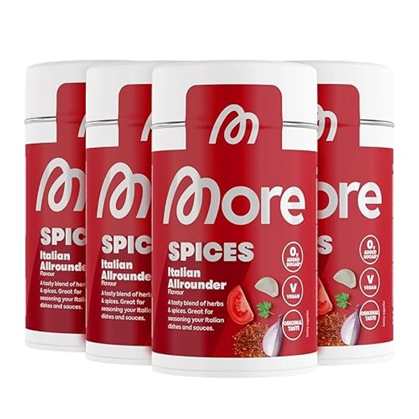MORE NUTRITION, Not Spices, Italian Allrounder, 4 x 110 g, Würzende Mischung mit Meersalz, Tomate, Paprika und Basilikum - 4 x Italian Allrounder