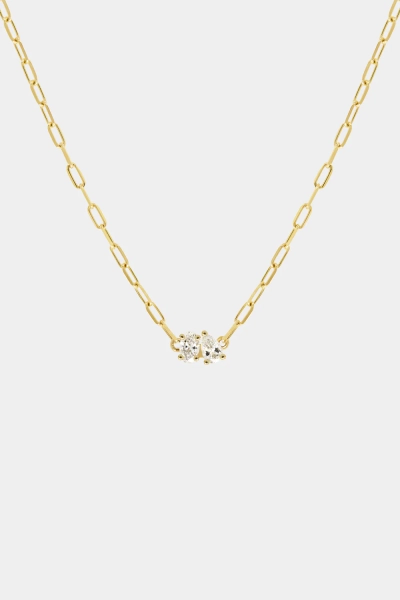 Pear and Oval Diamond Toi Et Moi Necklace | 18K Yellow Gold
