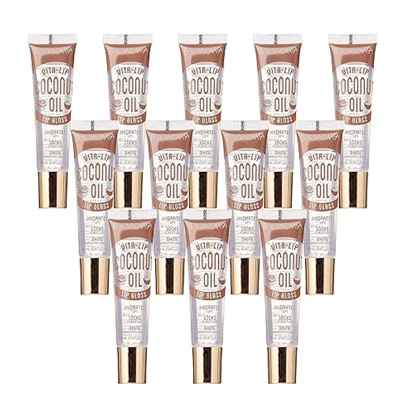 KISS Broadway Clear Lip Gloss 0.47oz/14ml 12Pcs (Coconut Oil)